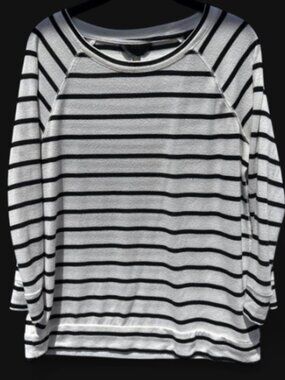 MIX white & black striped long sleeve knit top Size Lg